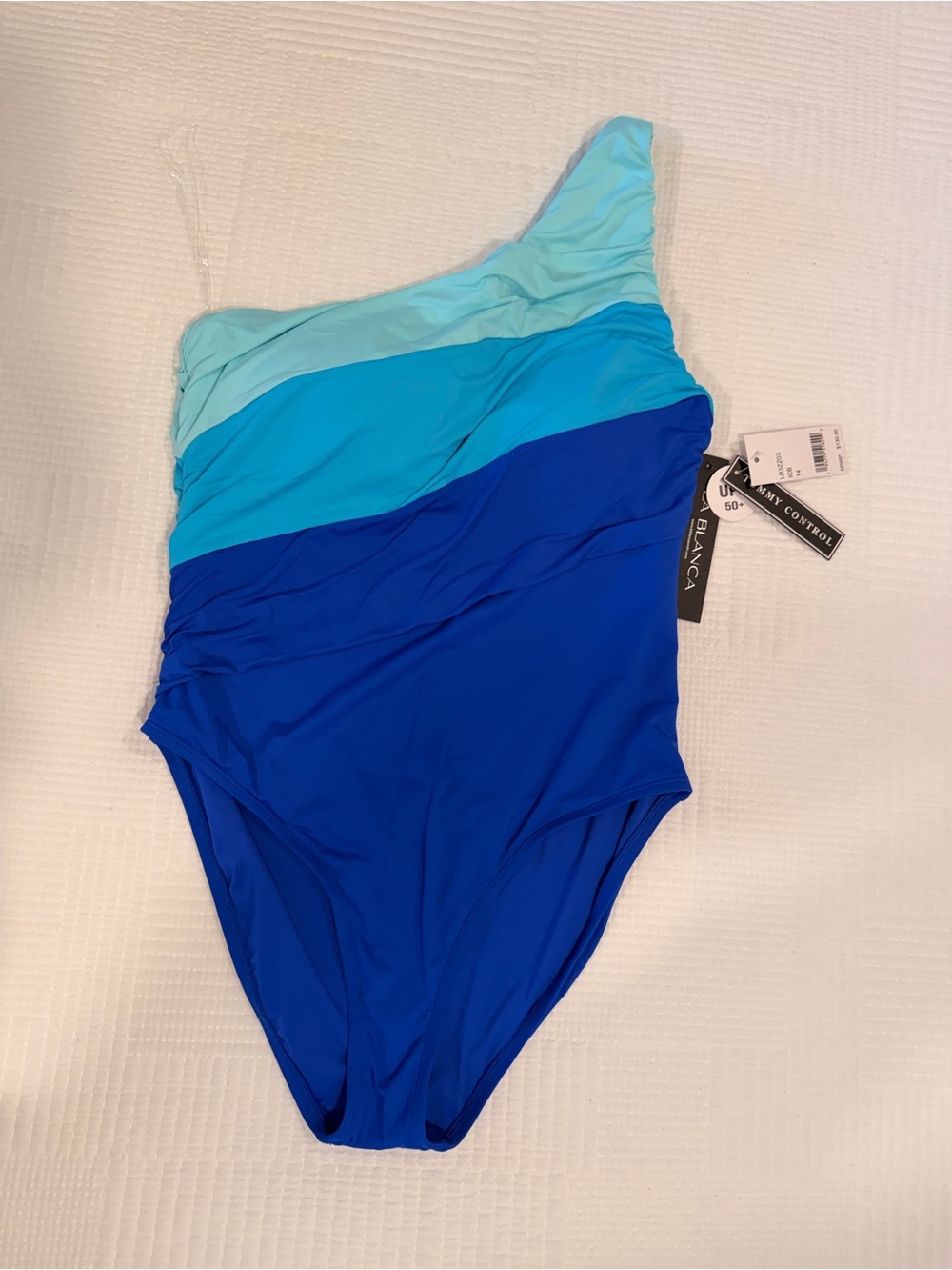 La Blanca One-Shoulder Colorblock One-Piece Swimsuit in Gradient Blue